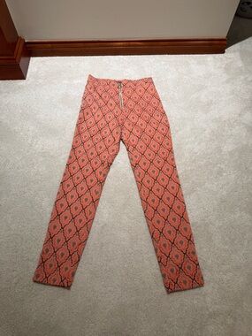 Urban Outfitters Orange and Black Printed Zip Pants